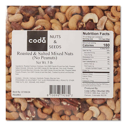 Mountain Manufacturing™ Coda Roasted and Salted Mixed Nuts, 5 lb Bag, 4/Carton (MMGCDA92926)