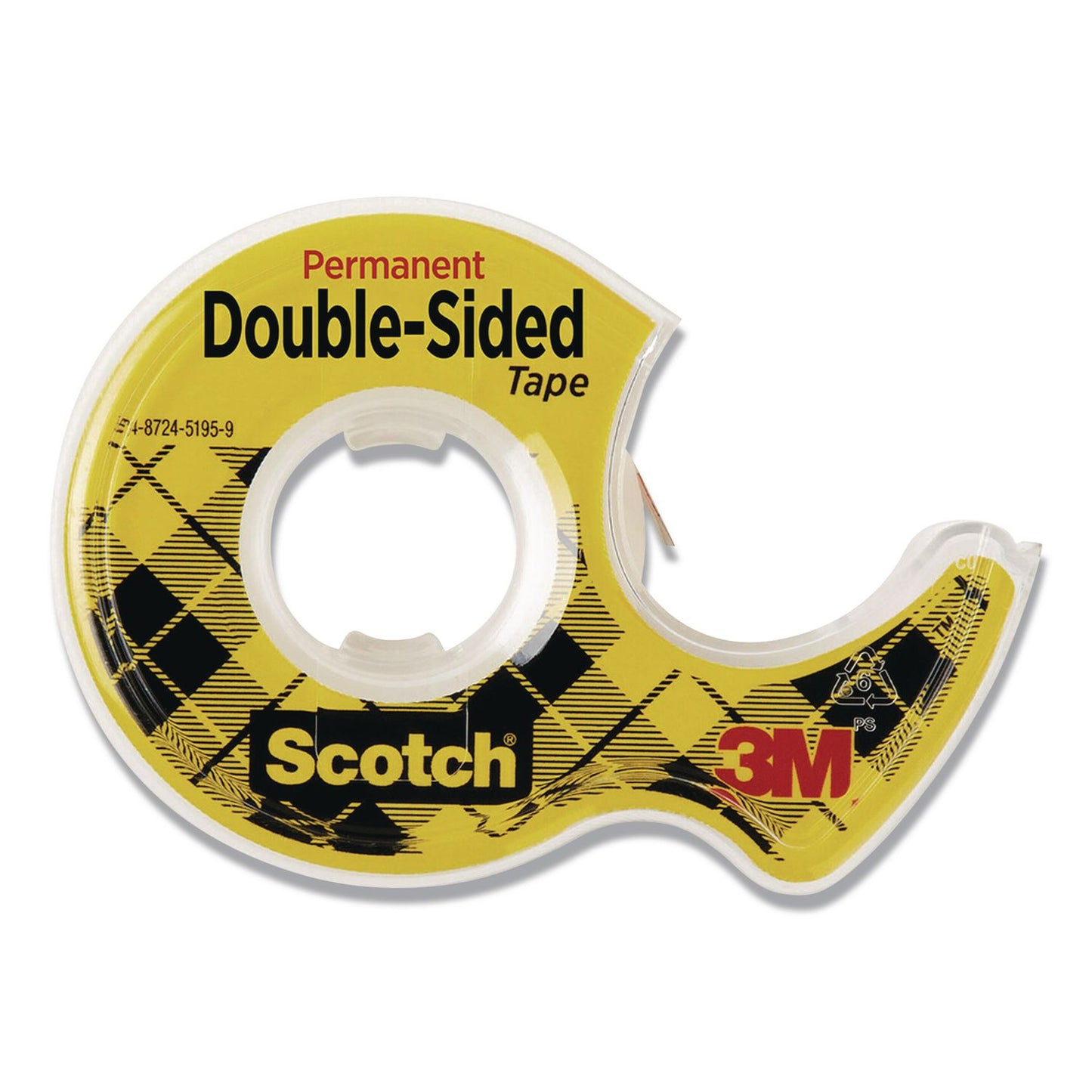 Scotch® Double-Sided Permanent Tape in Handheld Dispenser, 1" Core, 0.5" x 37.5 ft, Clear, 72/Carton (MMM137CT)