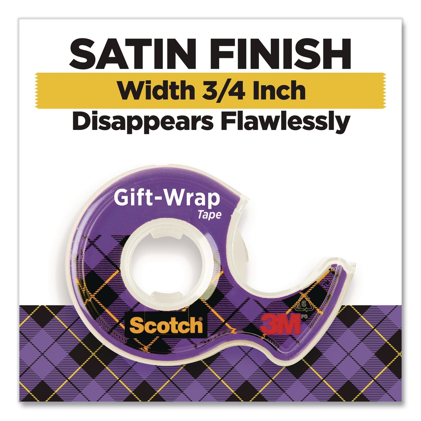 Scotch® Gift Wrap Tape with Dispenser, 1" Core, 0.75" x 50 ft, Clear, 6/Pack (MMM615SIOC)