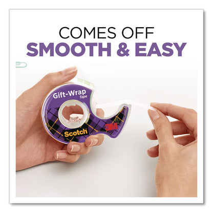 Scotch® Gift Wrap Tape with Dispenser, 1" Core, 0.75" x 50 ft, Clear, 6/Pack (MMM615SIOC)