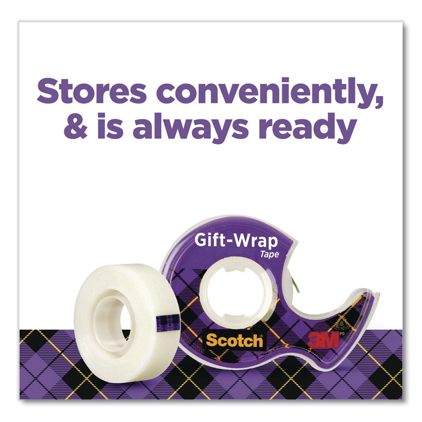 Scotch® Gift Wrap Tape with Dispenser, 1" Core, 0.75" x 50 ft, Clear, 6/Pack (MMM615SIOC)