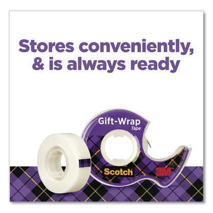 Scotch® Gift Wrap Tape with Dispenser, 1" Core, 0.75" x 50 ft, Clear, 6/Pack (MMM615SIOC)
