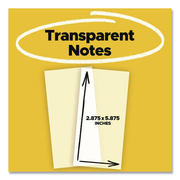 Post-it® Transparent Notes, 2.88" x 5.88", Clear, 36 Sheets/Pad (MMM636TRSPT)