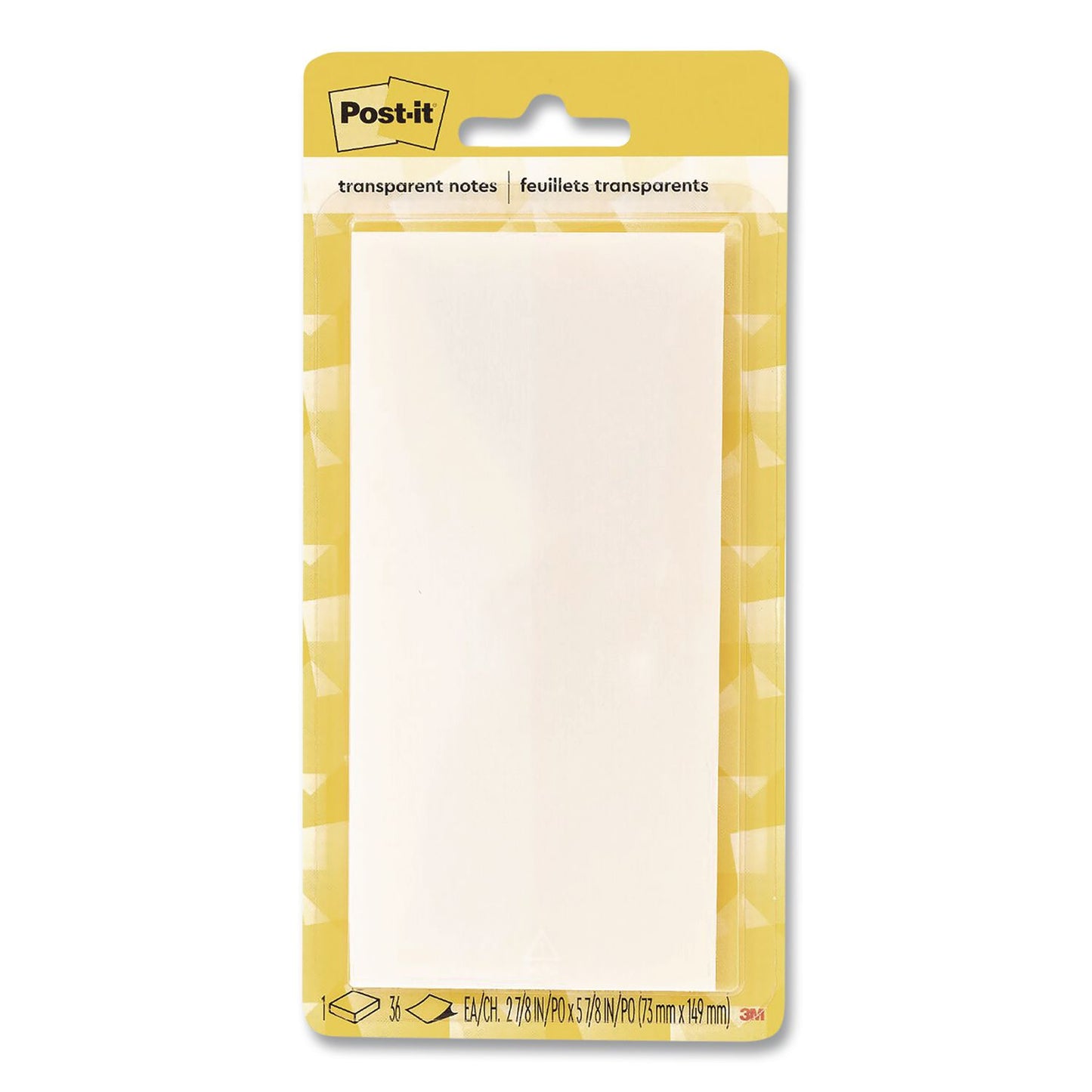 Post-it® Transparent Notes, 2.88" x 5.88", Clear, 36 Sheets/Pad (MMM636TRSPT)
