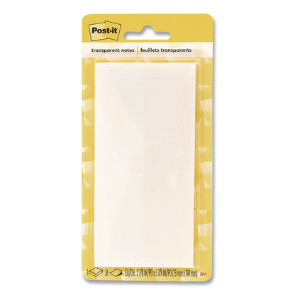 Post-it® Transparent Notes, 2.88" x 5.88", Clear, 36 Sheets/Pad (MMM636TRSPT)