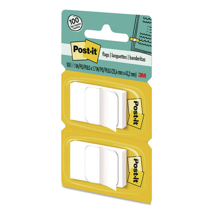 Post-it® Flags Standard Page Flags in Dispenser, 1" Wide, White, 50 Flags/Dispenser, 2 Dispensers/Pack, 24 Packs/Carton (MMM680WE2CT)