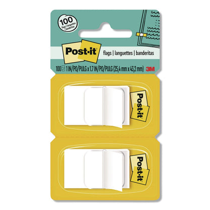 Post-it® Flags Standard Page Flags in Dispenser, 1" Wide, White, 50 Flags/Dispenser, 2 Dispensers/Pack, 24 Packs/Carton (MMM680WE2CT)