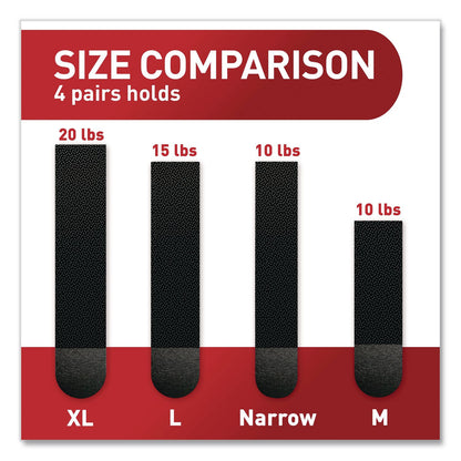 Command™ Damage-Free Hanging Picture Hanging Strip Pairs, (8) XL (0.86 x 4.37), (6) L (0.75" x 3.65"), (2) Med (0.75 x 2.75), Black (MMM17218BLK16ES)