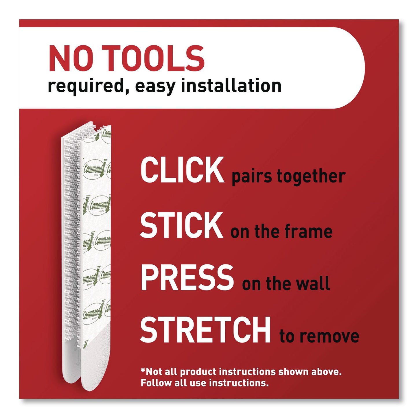 Command™ Damage-Free Hanging Picture Hanging Strip Pairs, (8) XL (0.86 x 4.37), (6) L (0.75" x 3.65"), (2) Med (0.75 x 2.75), Black (MMM17218BLK16ES)