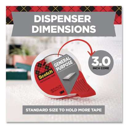 Scotch® General Purpose Packaging Tape with Dispenser, 3" Core, 1.88" x 54.6 yd, Clear (MMM3350RD36GC)