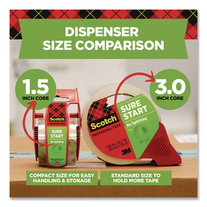 Scotch® Sure Start Packaging Tape, 3" Core, 1.88" x 54.6 yds, Clear (MMM3450)