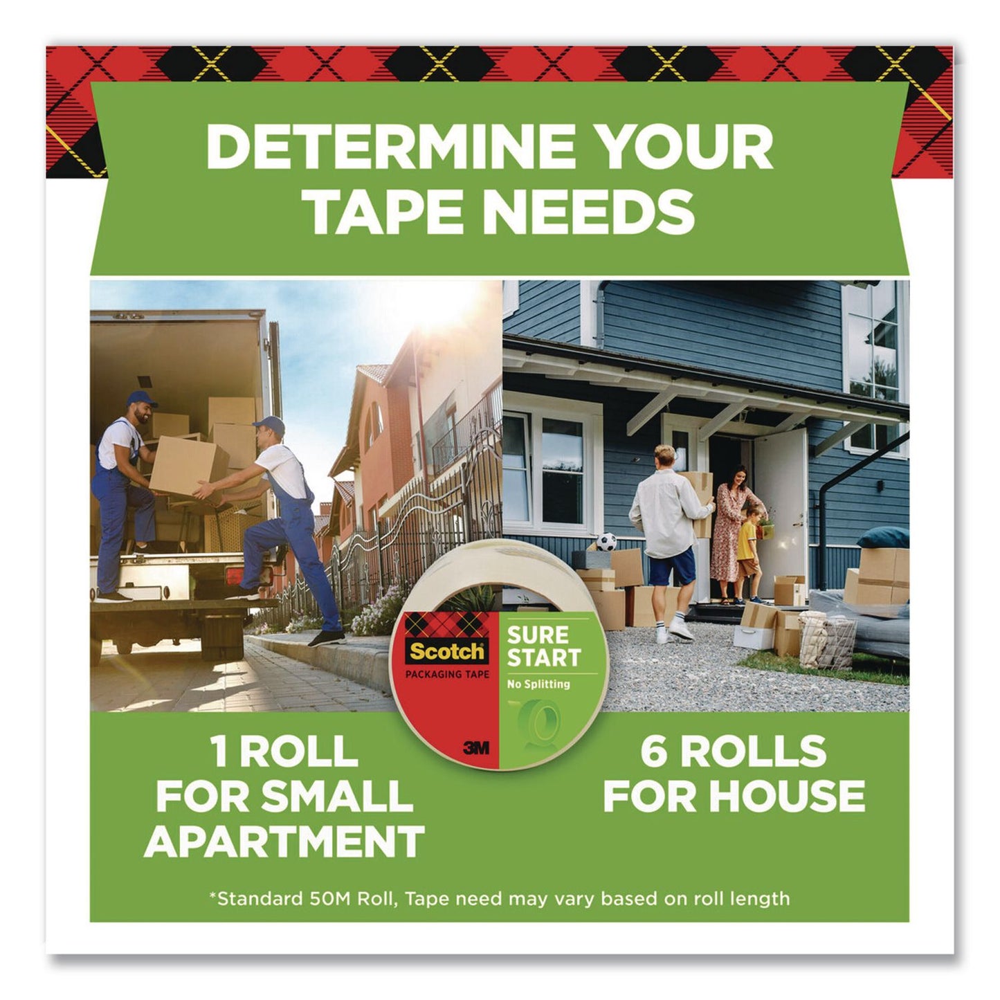 Scotch® Sure Start Packaging Tape, 3" Core, 1.88" x 54.6 yds, Clear (MMM3450)