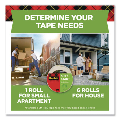 Scotch® Sure Start Packaging Tape, 3" Core, 1.88" x 54.6 yds, Clear (MMM3450)