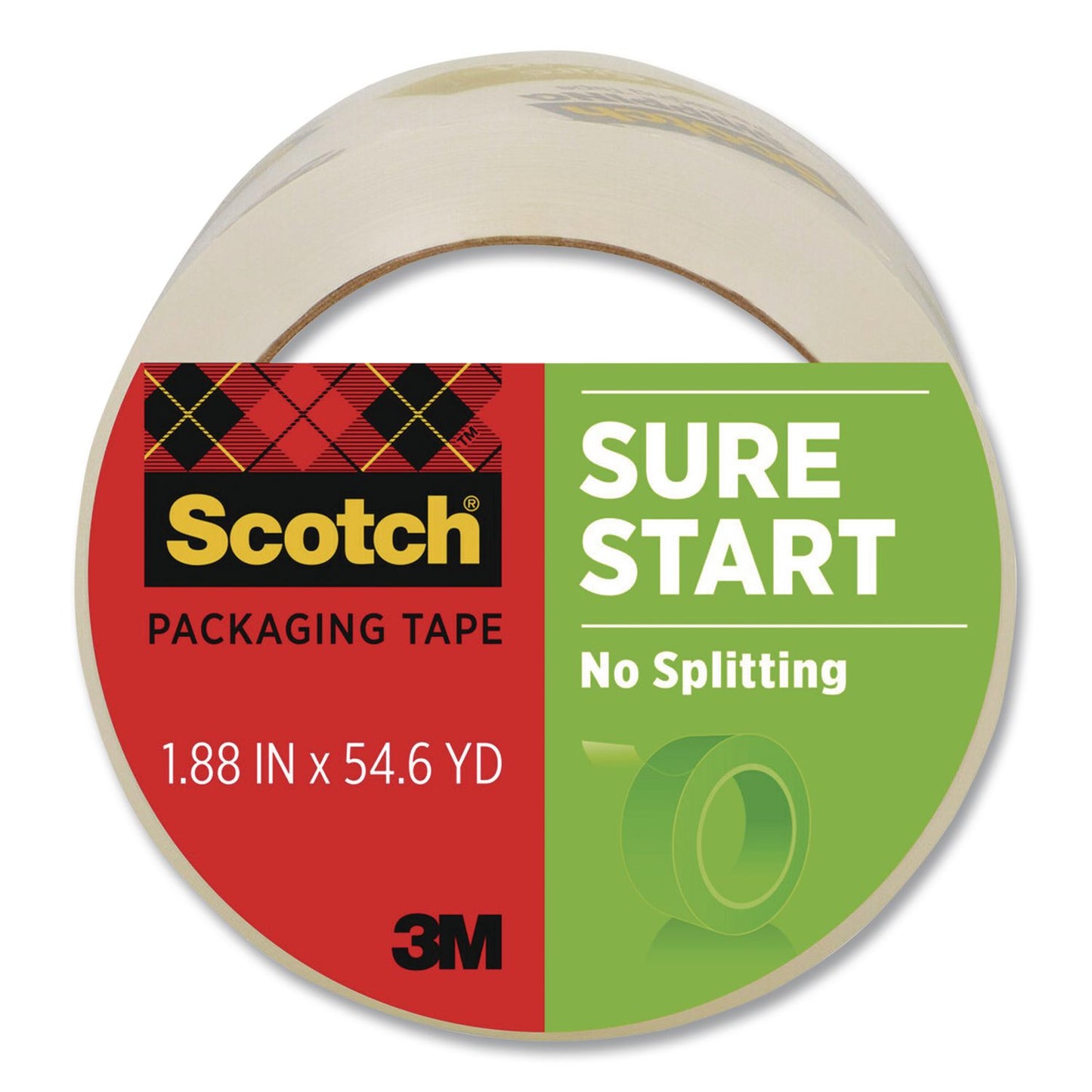 Scotch® Sure Start Packaging Tape, 3" Core, 1.88" x 54.6 yds, Clear (MMM3450)