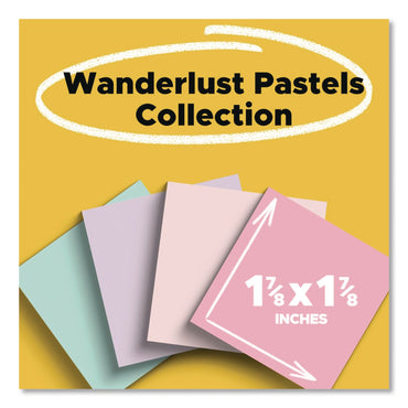 Post-it® Notes Super Sticky Recycled Notes in Wanderlust Pastels Collection Colors, 1.88" x 1.88", Assorted Colors, 70 Sheets/Pad, 18 Pads/Pack (MMM62218SSNRPCP)