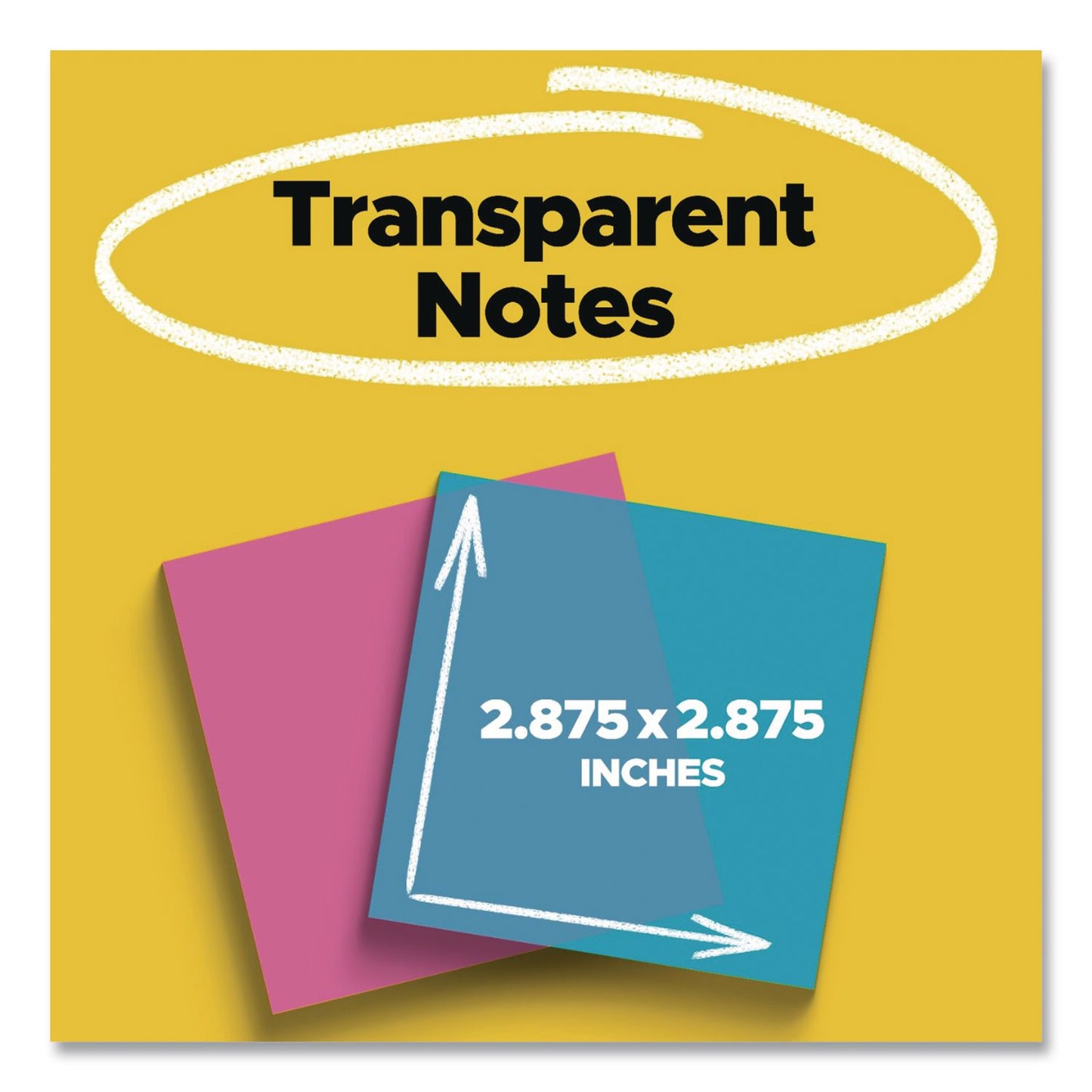 Post-it® Transparent Notes, 2.88" x 2.88", Assorted Colors, 36 Sheets/Pad, 2 Pads/Pack (MMM6002COL)