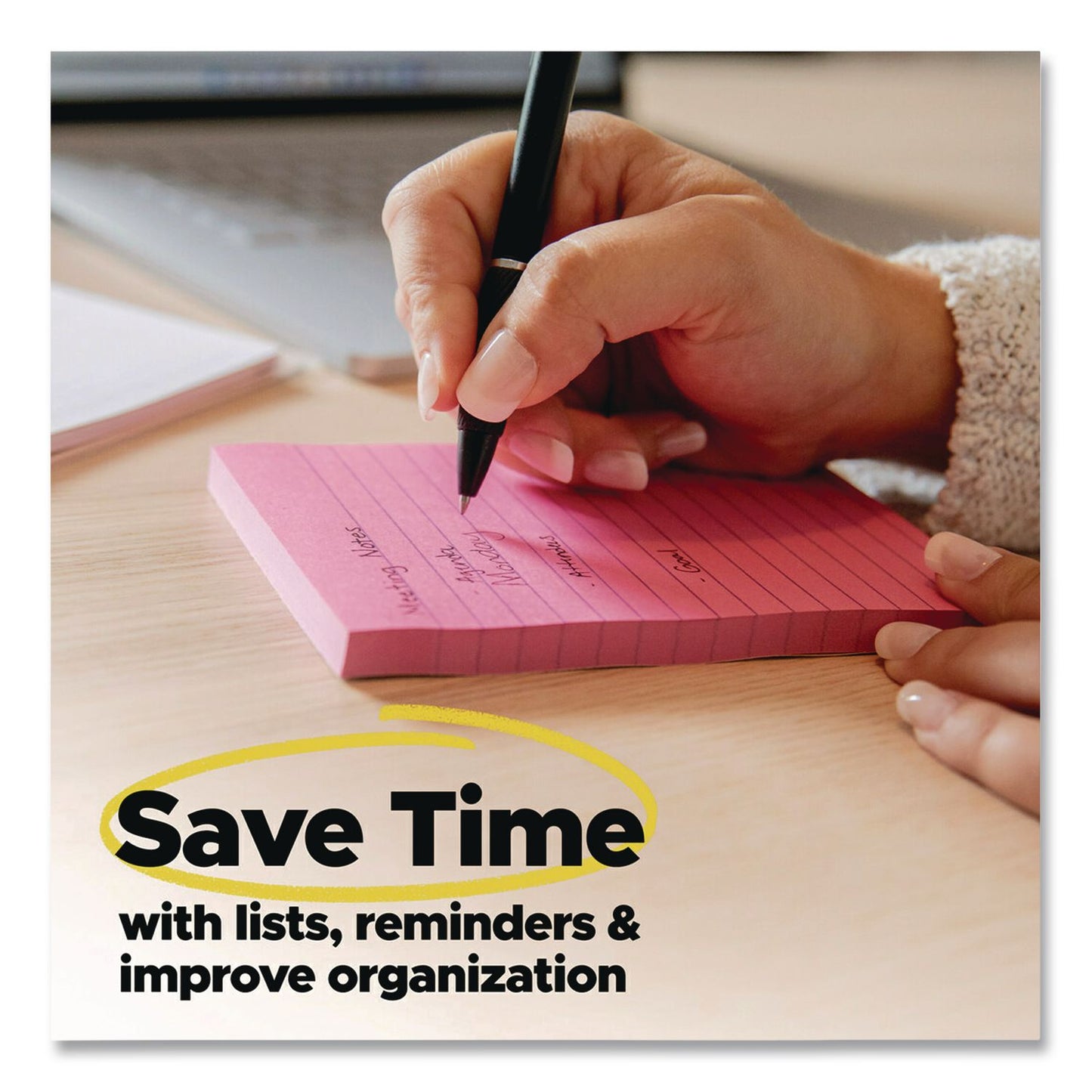 Post-it® Notes Original Pads in Canary Yellow, Note Ruled, 3" x 3", 100 Sheets/Pad, 12 Pads/Pack (MMM63012PK)