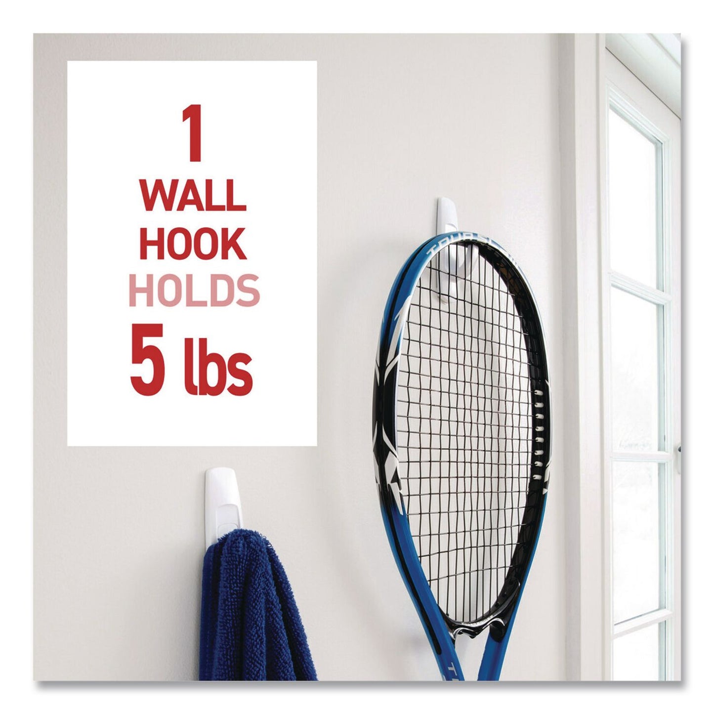 Command™ Large Utility Hooks, Plastic, White, Supports 5 lb, 6/Pack (MMM170036ES)