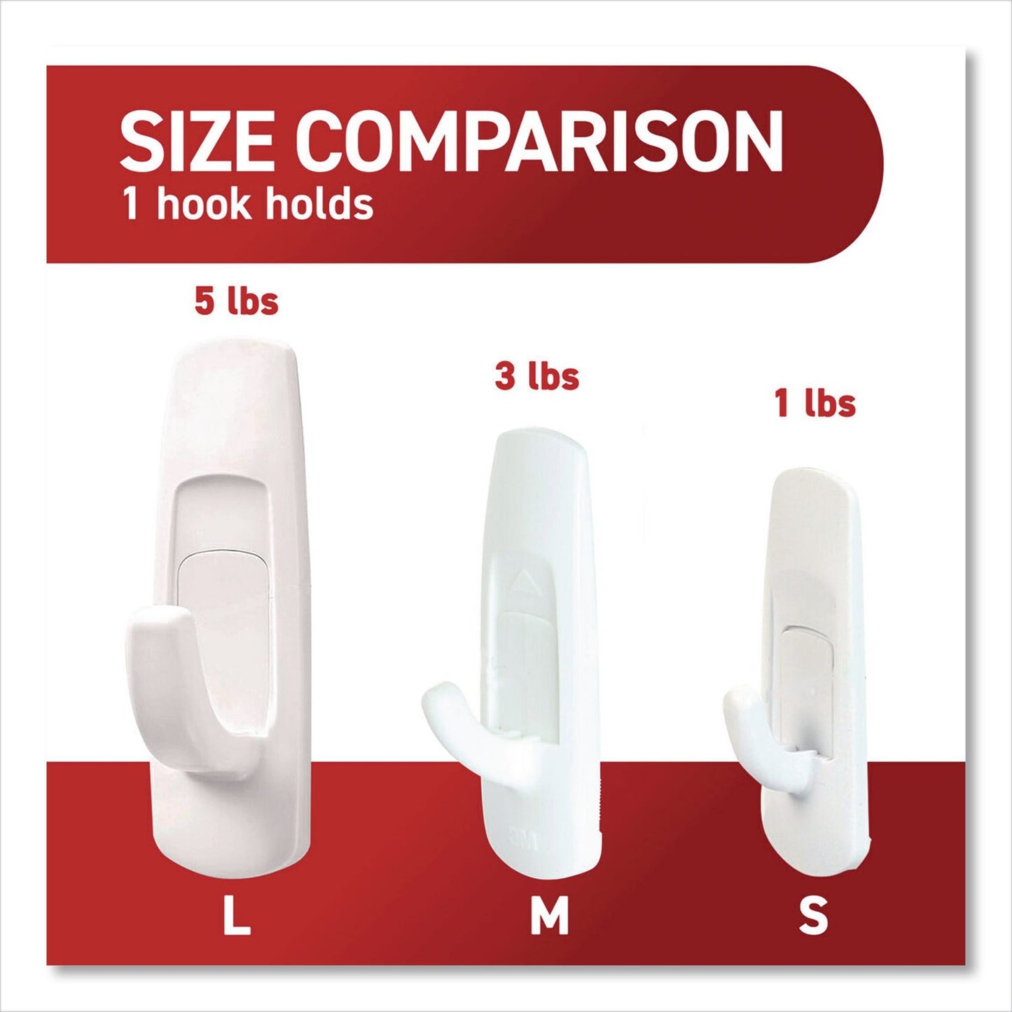 Command™ Large Utility Hooks, Plastic, White, Supports 5 lb, 6/Pack (MMM170036ES)