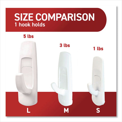 Command™ Large Utility Hooks, Plastic, White, Supports 5 lb, 6/Pack (MMM170036ES)