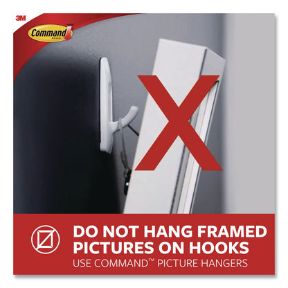 Command™ Mini Hooks, Plastic, White, Supports 0.5 lb, 18/Pack (MMM17006VP)