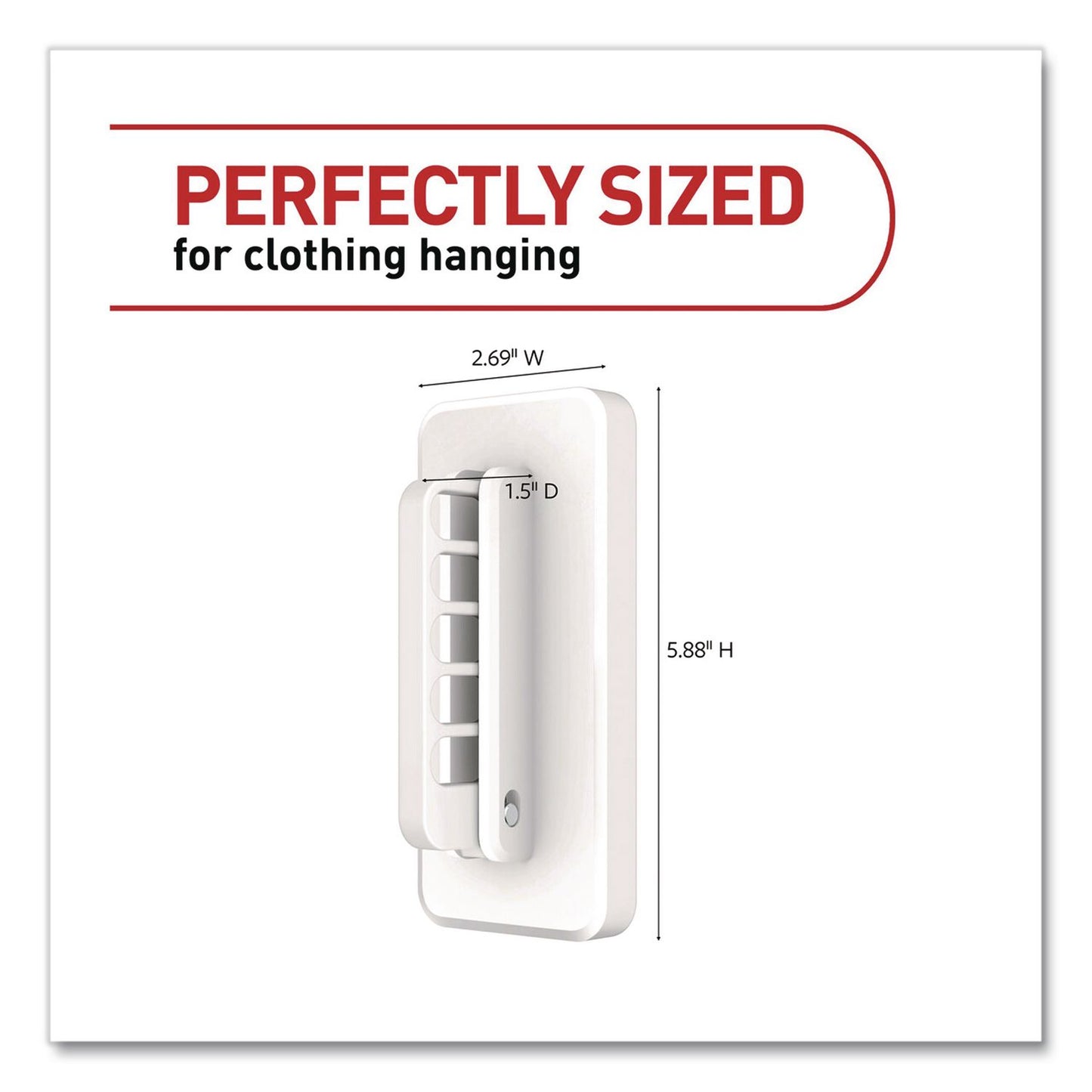 Command™ Folding Clothes Hanger Arm, Individual Slots for Five Clothes Hangers, Plastic, White, Supports 7.5 lb (MMM17029ES)