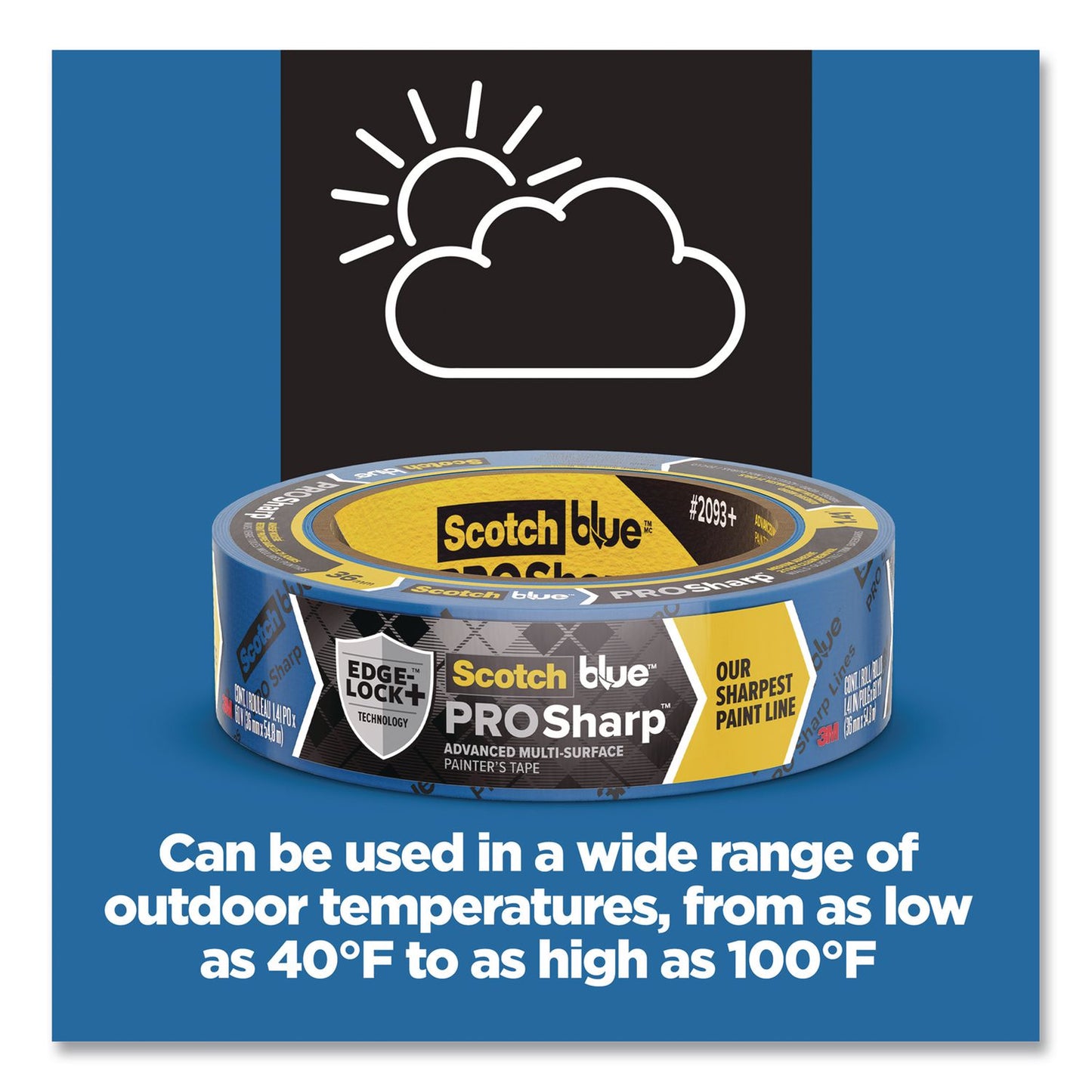 ScotchBlue™ PROSharp Painter's Tape, 3" Core, 0.94" x 60 yds, Blue (MMM209324EC)
