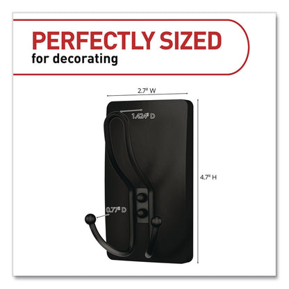 Command™ Decorative X-Large Triple Hooks, Metal, Matte Black, Supports 10 lb, 2/Pack (MMM17038MB2ES)
