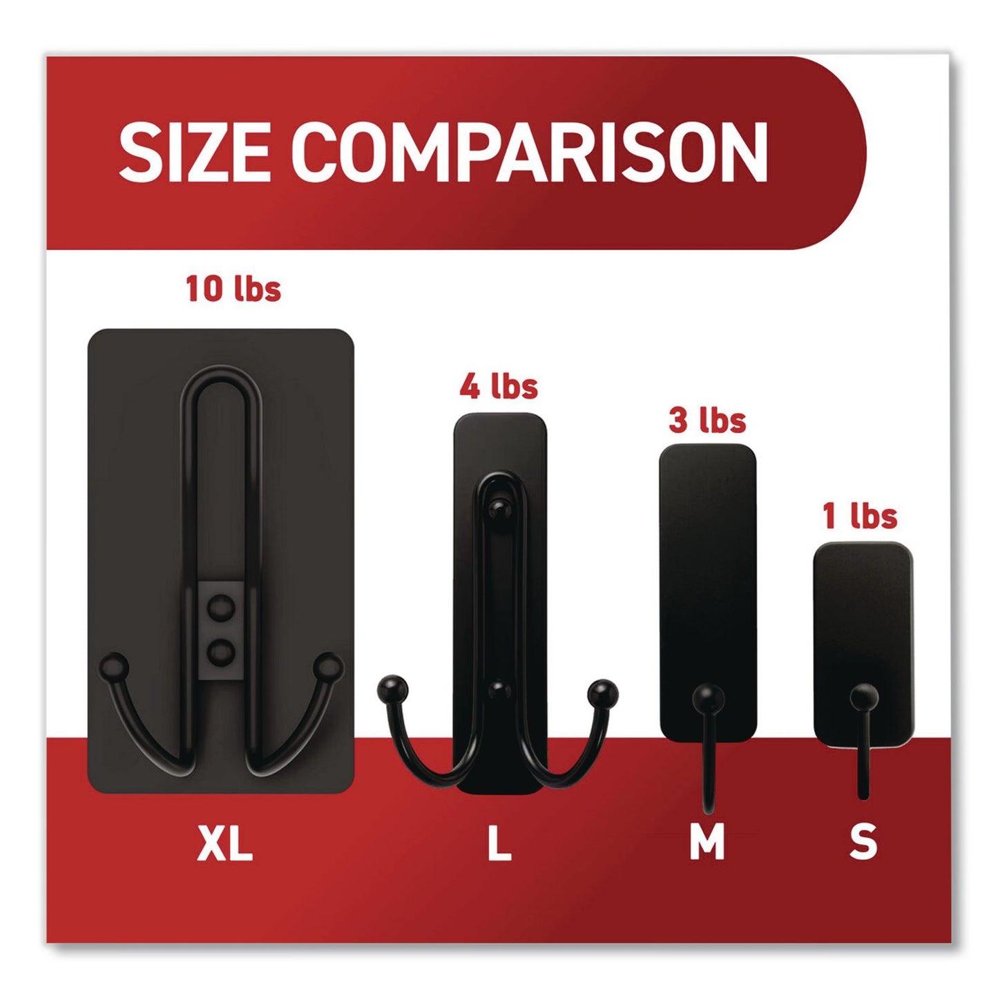 Command™ Decorative X-Large Triple Hooks, Metal, Matte Black, Supports 10 lb, 2/Pack (MMM17038MB2ES)