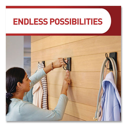 Command™ Decorative X-Large Triple Hooks, Metal, Matte Black, Supports 10 lb, 2/Pack (MMM17038MB2ES)