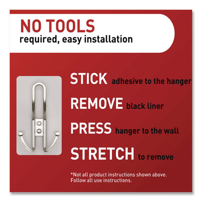 Command™ Decorative X-Large Triple Hooks, Metal, Satin Nickel, Supports 10 lb, 2/Pack (MMM17038N2ES)