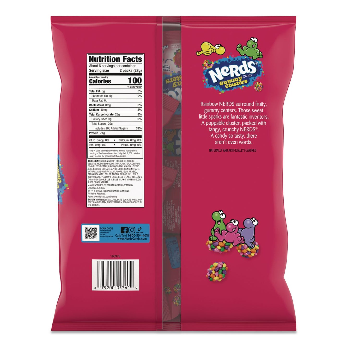NERDS® Rainbow Gummy Clusters Treat Packs, 6 oz Bag (NRDFER08476)