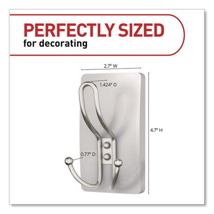 Command™ Decorative X-Large Triple Hooks, Metal, Satin Nickel, Supports 10 lb, 2/Pack (MMM17038N2ES)