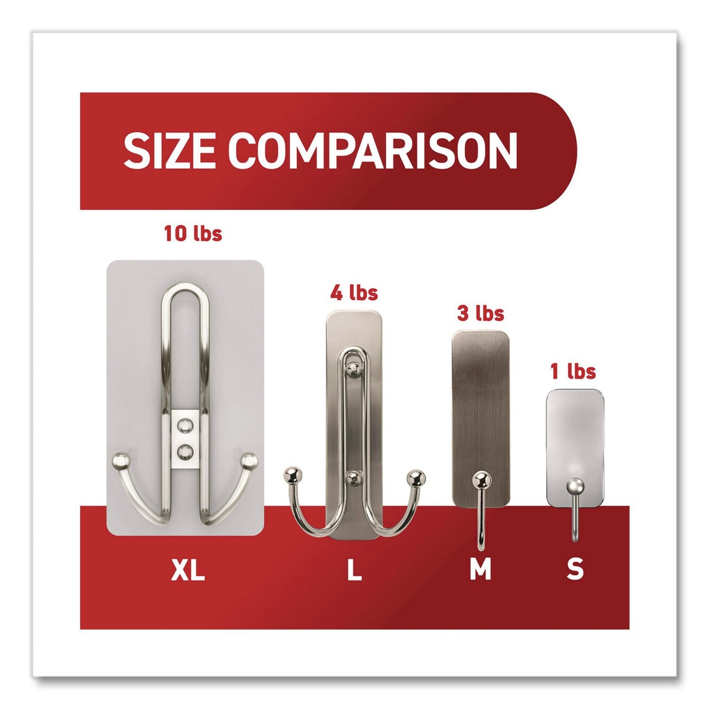Command™ Decorative X-Large Triple Hooks, Metal, Satin Nickel, Supports 10 lb, 2/Pack (MMM17038N2ES)