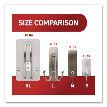 Command™ Decorative X-Large Triple Hooks, Metal, Satin Nickel, Supports 10 lb, 2/Pack (MMM17038N2ES)