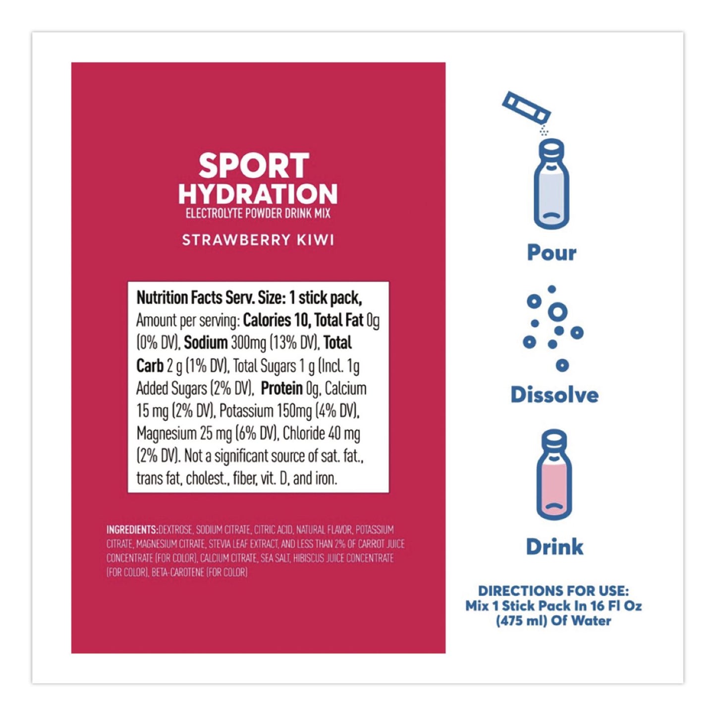 nuun® Sport Hydration Electrolyte Powder Drink Mix, Strawberry Kiwi, 0.19 oz Stick, 10/Box (NUU02394)