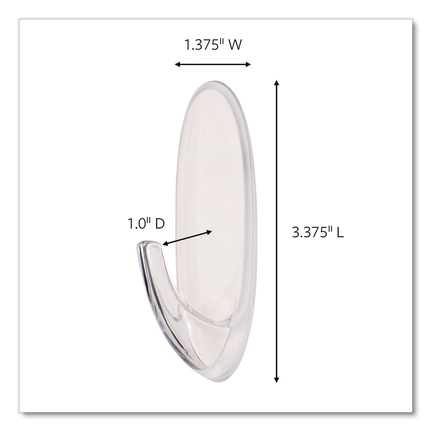Command™ Large Clear Hooks, Plastic, Supports 4 lb (MMM17093CLRES)