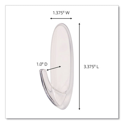 Command™ Large Clear Hooks, Plastic, Supports 4 lb (MMM17093CLRES)