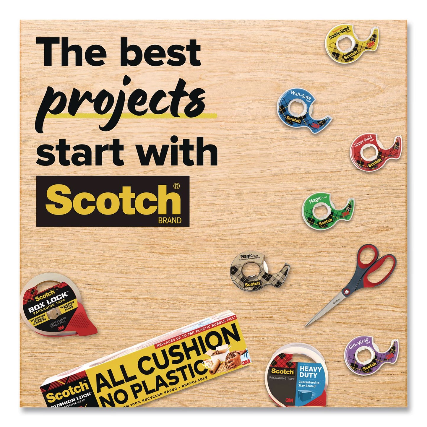 Scotch® Heavy-Duty Packaging Tape with 2 Dispensers, 3"Core, 1.88" x 54.6 yds, Clear, 4 Rolls/Pack (MMM385042RD)