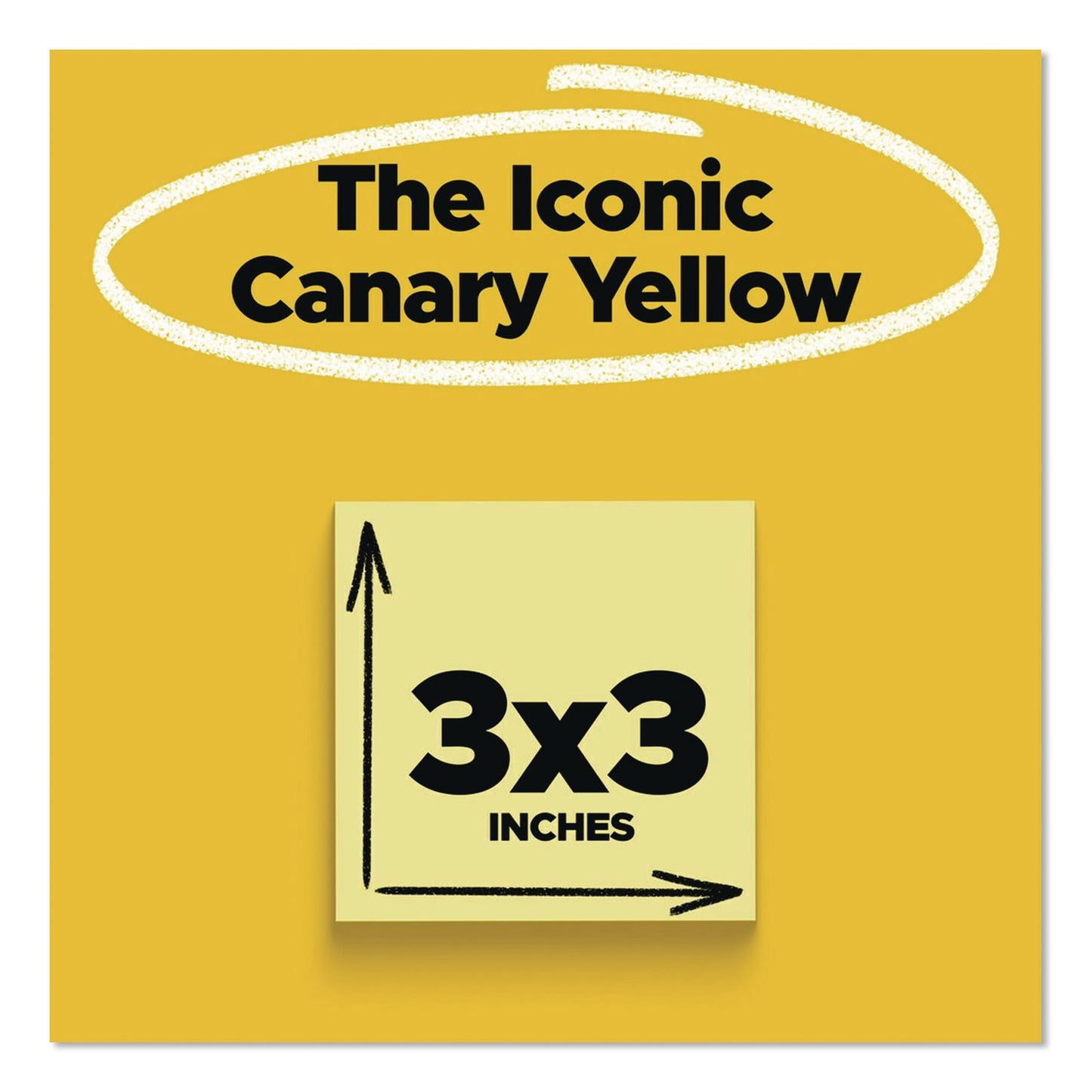 Post-it® Notes Original Pads in Canary Yellow, Note Ruled, 3" x 3", 100 Sheets/Pad, 18 Pads/Pack (MMM654144YW)