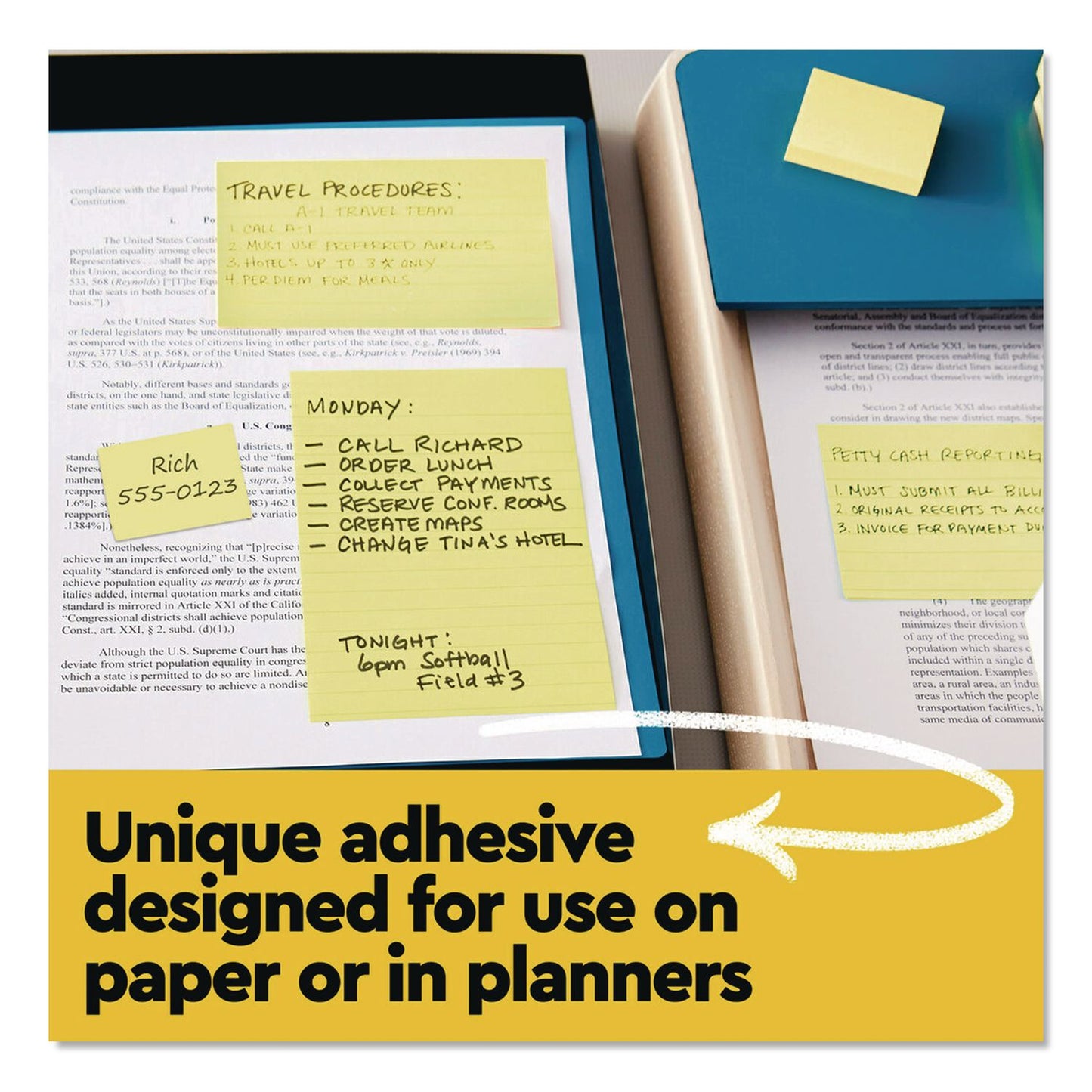 Post-it® Notes Original Pads in Canary Yellow, Note Ruled, 3" x 3", 100 Sheets/Pad, 18 Pads/Pack (MMM654144YW)