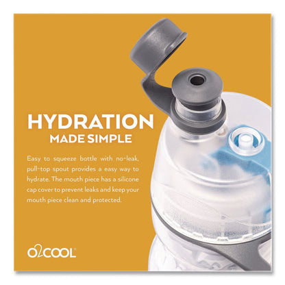 O2COOL® Elite Mist 'N Sip Plastic Double-Wall Insulated Water Bottle, 20 oz, Ombre Blue (OCLHMLDP07OMB)