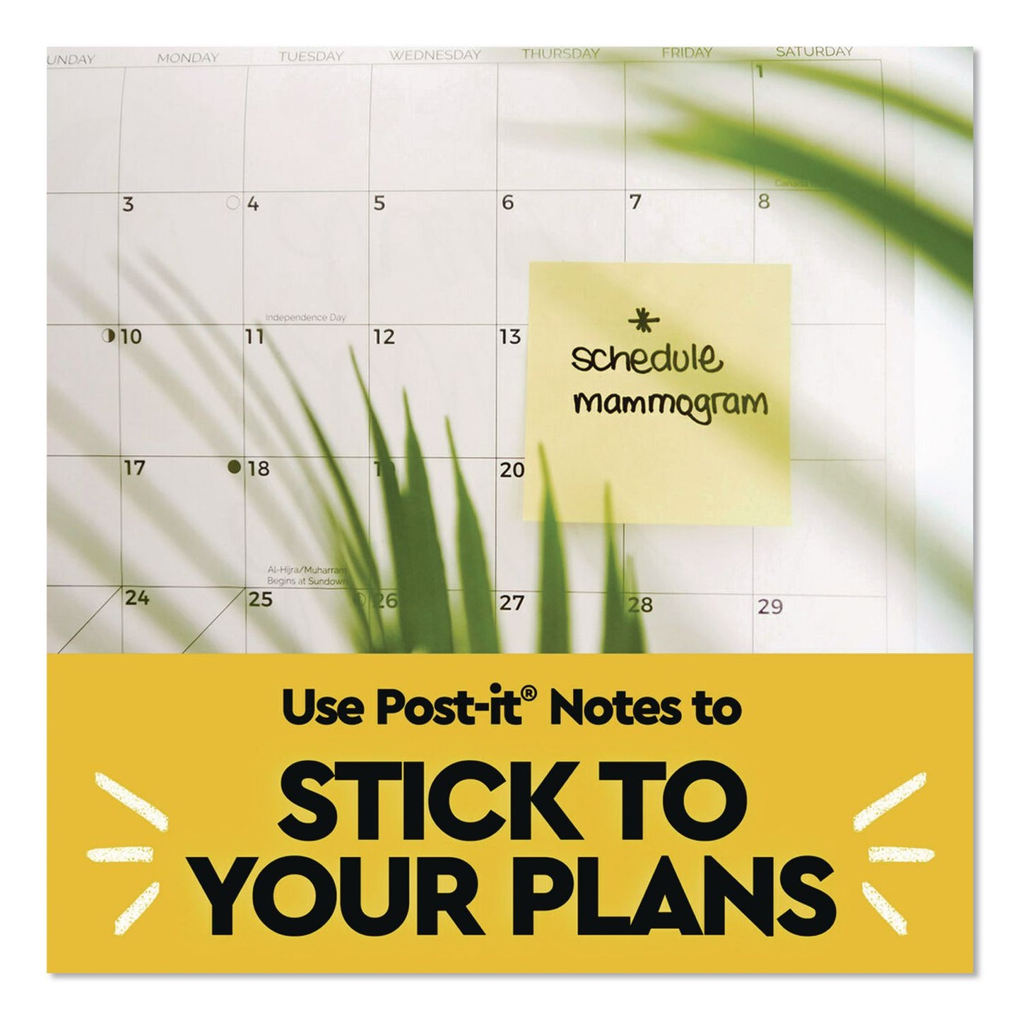 Post-it® Notes Original Pads in Canary Yellow, Note Ruled, 3" x 3", 100 Sheets/Pad, 18 Pads/Pack (MMM654144YW)