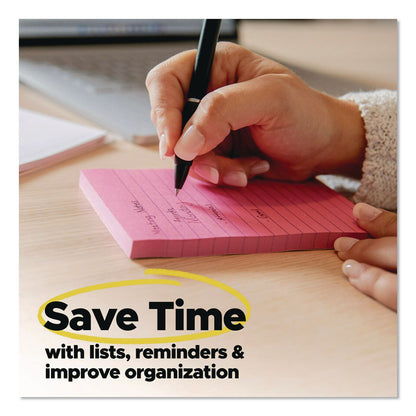 Post-it® Notes Original Pads in Canary Yellow, Note Ruled, 3" x 3", 100 Sheets/Pad, 18 Pads/Pack (MMM654144YW)
