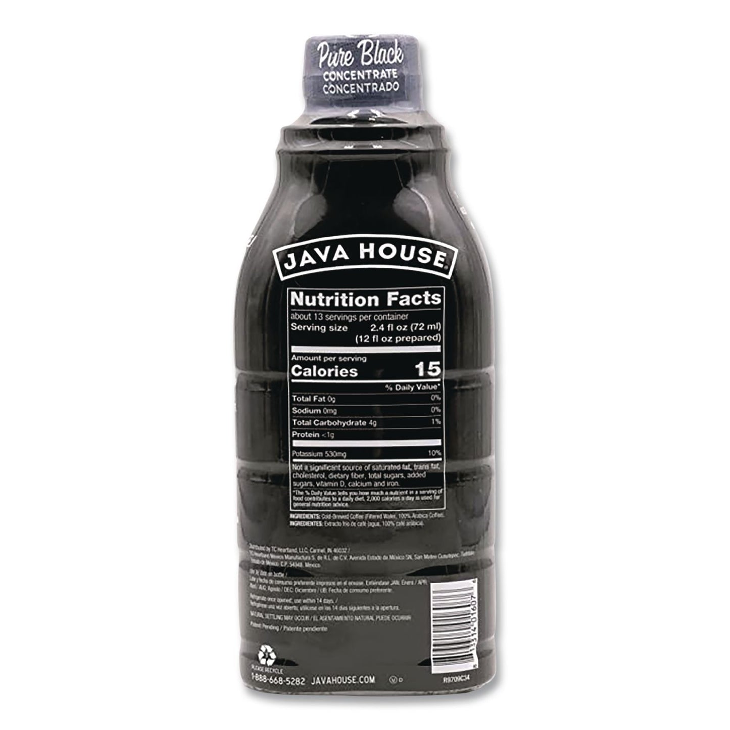 Java House® Cold Brew Coffee Concentrate, Pure Black, 32 oz Bottle (JVHHFP01607)