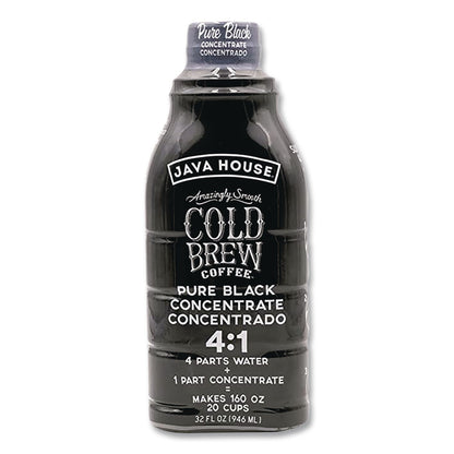 Java House® Cold Brew Coffee Concentrate, Pure Black, 32 oz Bottle (JVHHFP01607)