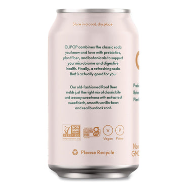 OLIPOP® Prebiotic Soda, Root Beer, 12 oz Can, 12/Carton (OLPICO70288)