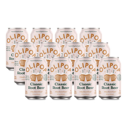 OLIPOP® Prebiotic Soda, Root Beer, 12 oz Can, 12/Carton (OLPICO70288)