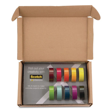 Scotch® Expressions Washi Tape, 0.59" x 32.75 ft, Assorted Colors, 10 Rolls/Pack (MMMC31710SIOC)