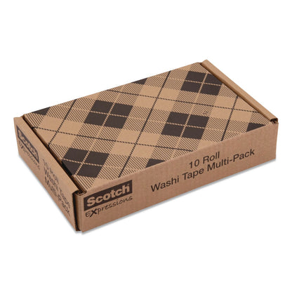 Scotch® Expressions Washi Tape, 0.59" x 32.75 ft, Assorted Colors, 10 Rolls/Pack (MMMC31710SIOC)